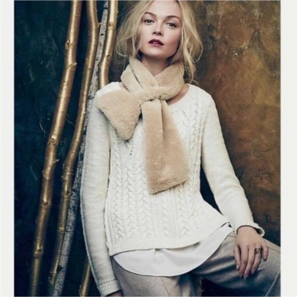 Moth by Anthropologie Ella cable knit layered sweater Cream color Size Medium